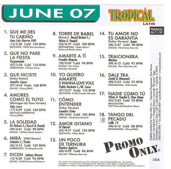 Promo Only Tropical 06-2007 Compilation - Promo Only Tropical 06-2007 - R.jpg