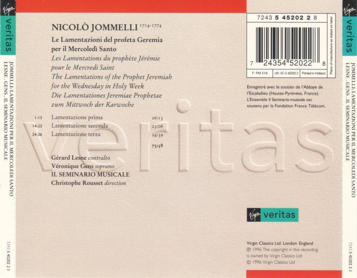 Jommelli Niccolo 1714-1774 Lamentazioni Rousset - Jommelli - back.jpg