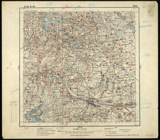 Mapa taktyczna Polski 1_100 000 - przedruki map zaborczych w cięciu rosyjskim - A25_B45_DRUJA_1923.jpg