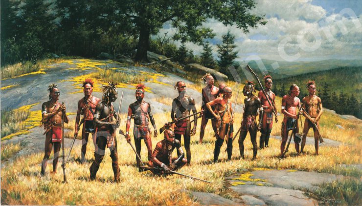 Wojny Anglo-francuskie w Ameryce Półn  z udziałem Indian z Półn-Wsch - Robert Griffing_War Party from Ticonderoga.jpg