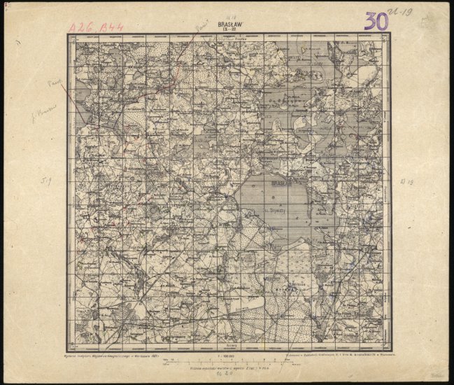 Mapa taktyczna Polski 1_100 000 - przedruki map zaborczych w cięciu rosyjskim - IX-22_BRASLAW_IWG_1921.jpg