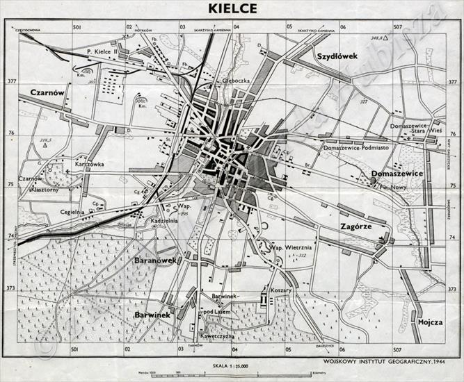 Stare Mapy Polski - KIELCE - 1944r.jpg