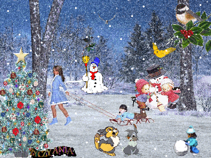 zima animacje - wesołych świąt-życzy Ania.gif