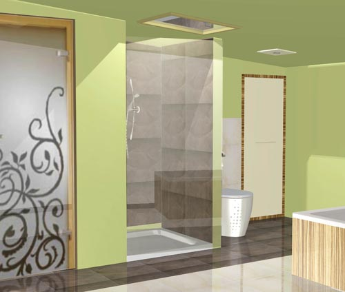 Łazienka - Łazienka ze szklanymi drzwiami do kabiny prysznicowej.bmp