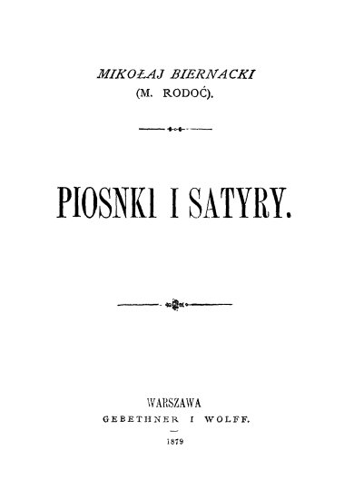 POEZJE - Biernacki Mikłaj - PIOSNKI I SATYRY.tif