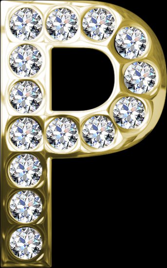 Brylantowy alfabet - P gold and diamonds1.png