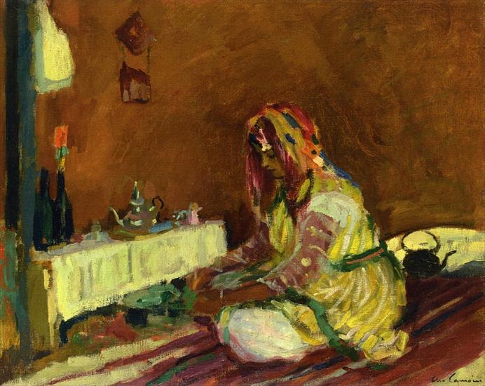 French Postimpressionism - Charles Camoin - Morrican Girl Serving Tea, 1913.jpeg